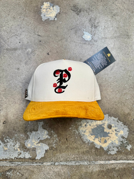 Wolf Collection "P" Rose Suede Brim Snapback Chrome/Mustard