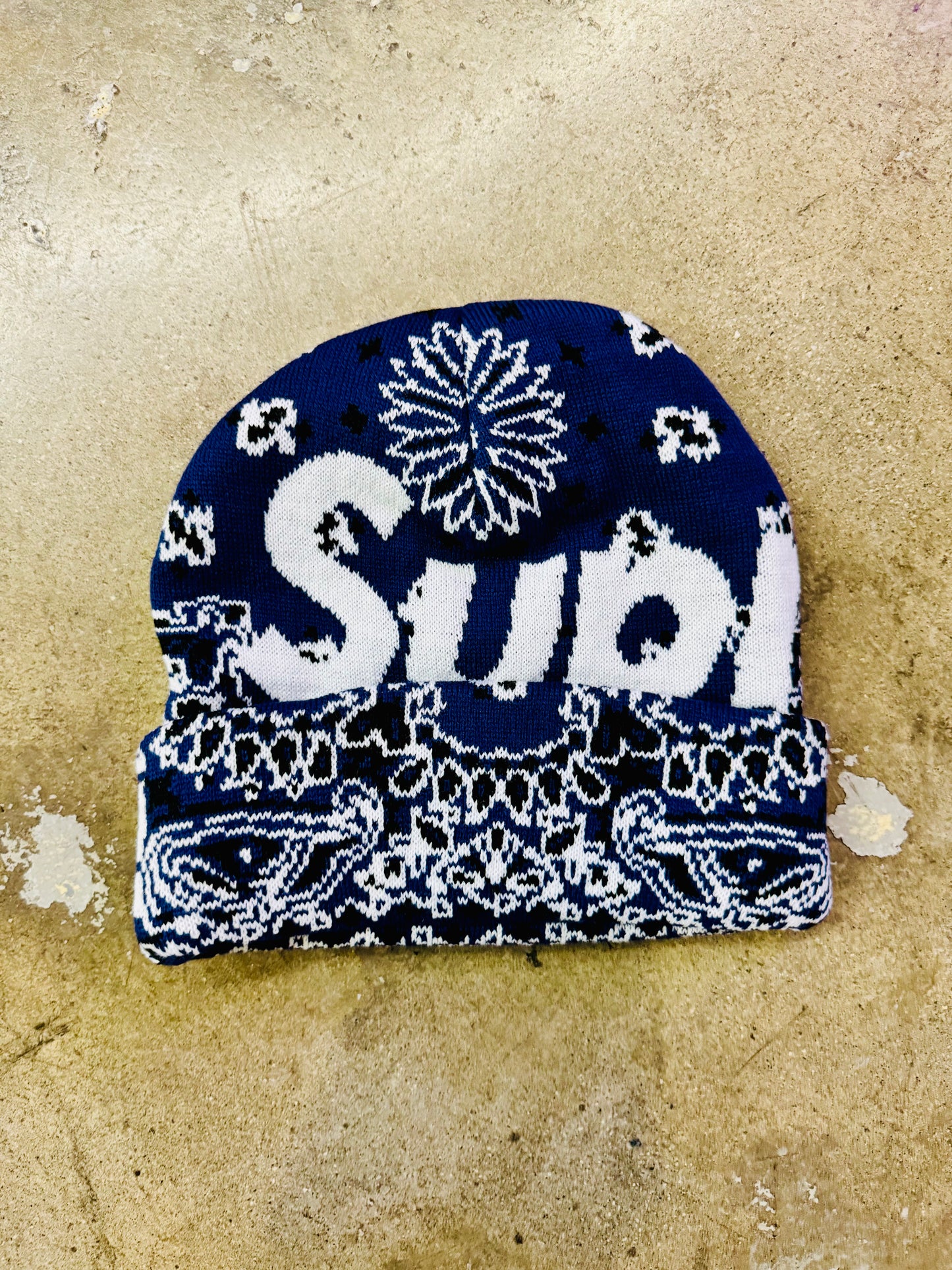 Supreme Bandana Big Logo Beanie NAVY