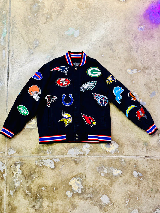 Vintage Jeff Hamilton NFL Team Logos Jacket Black XL