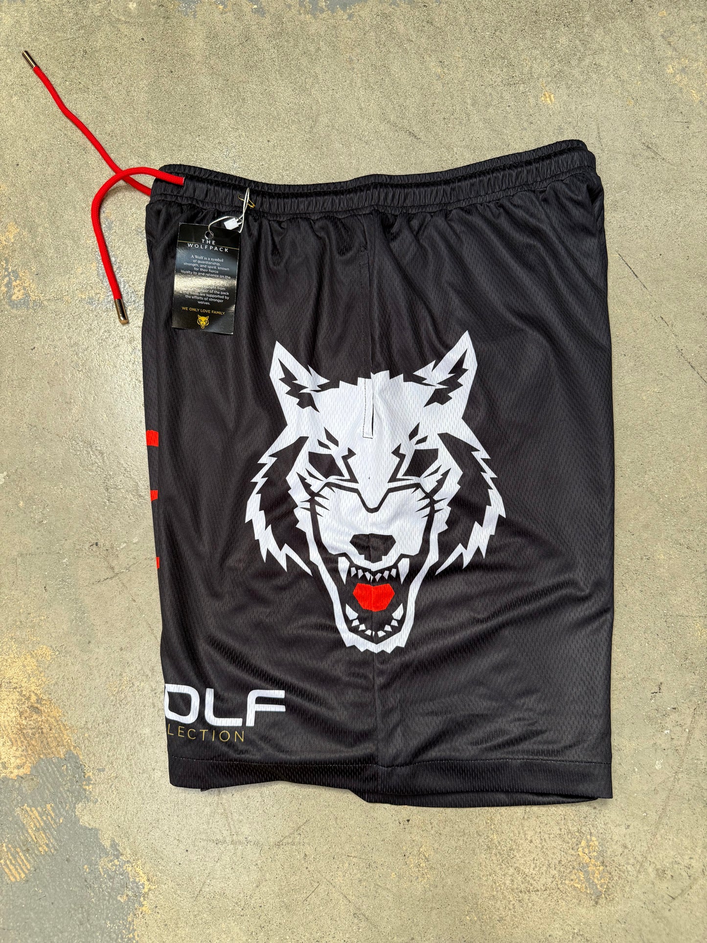Wolf Collection Scratch Logo Mesh Shorts Black