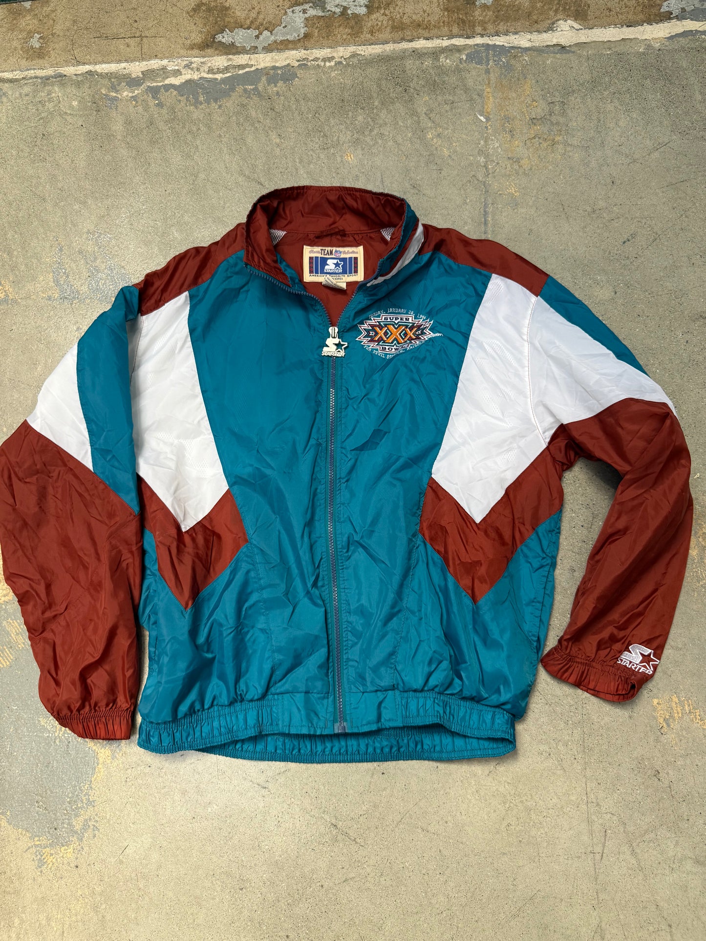 Starter Vintage Super Bowl XXX Jacket Teal/Burgundy Medium (Used)