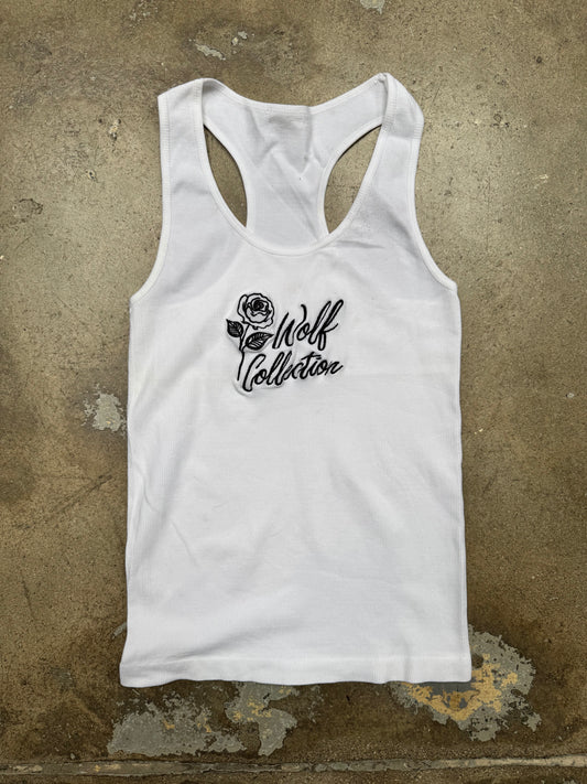 Wolf Collection Embroidered Womens Tank White