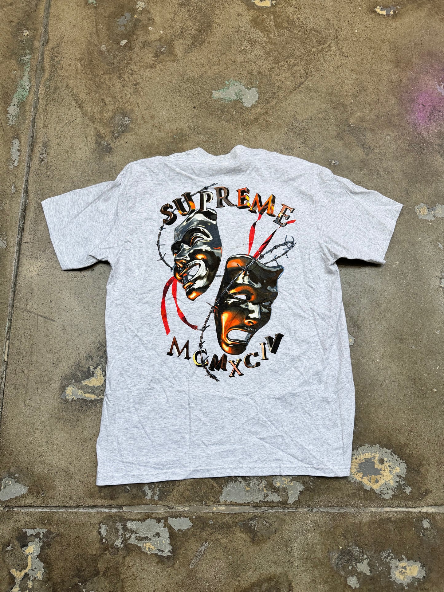 Supreme Laugh Now Cry later T Shirt Heather Gray L