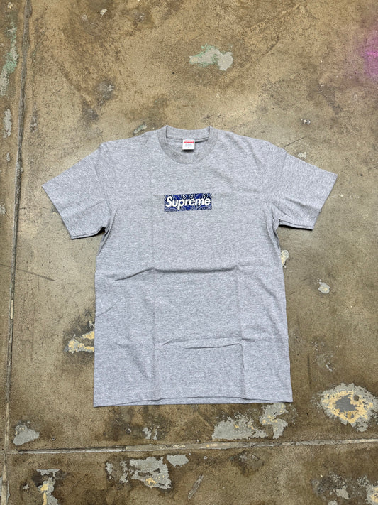 Supreme Royal Paisley Box Logo Heather Grey Shirt S
