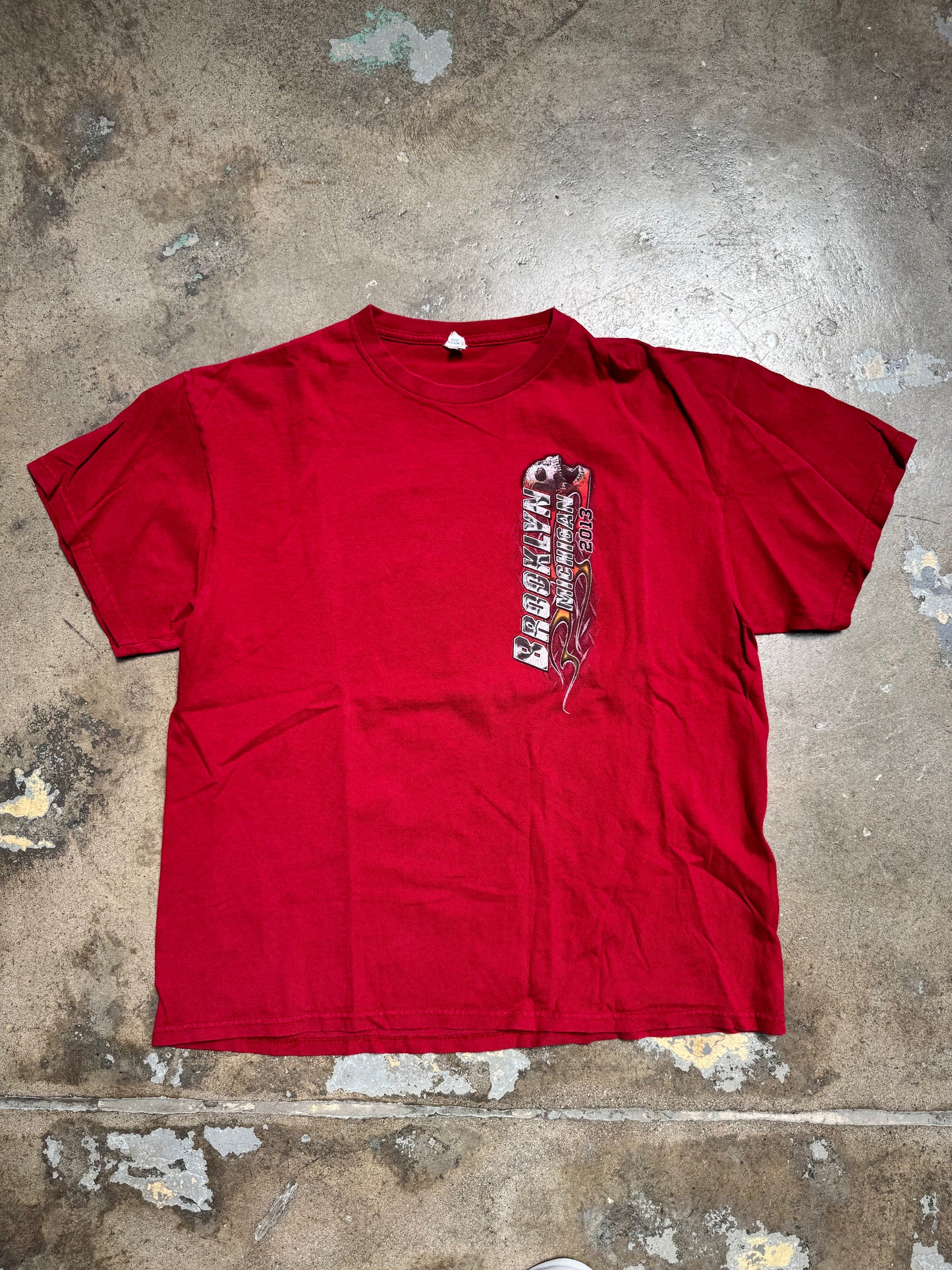 Brooklyn,MI Skulls T Shirt Red XL