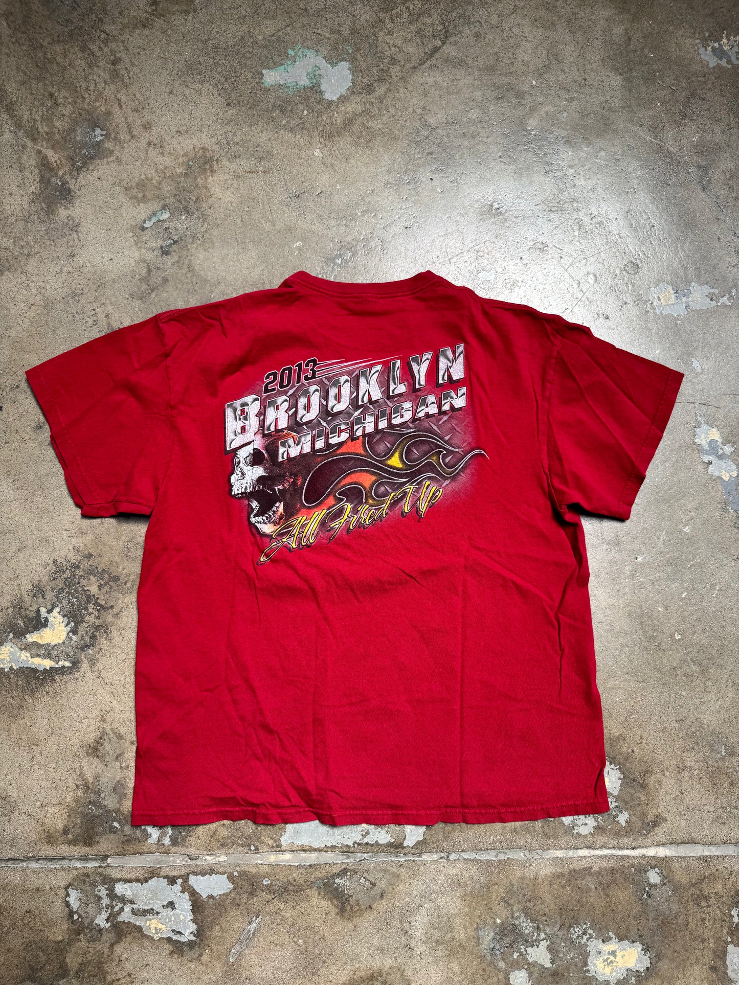 Brooklyn,MI Skulls T Shirt Red XL