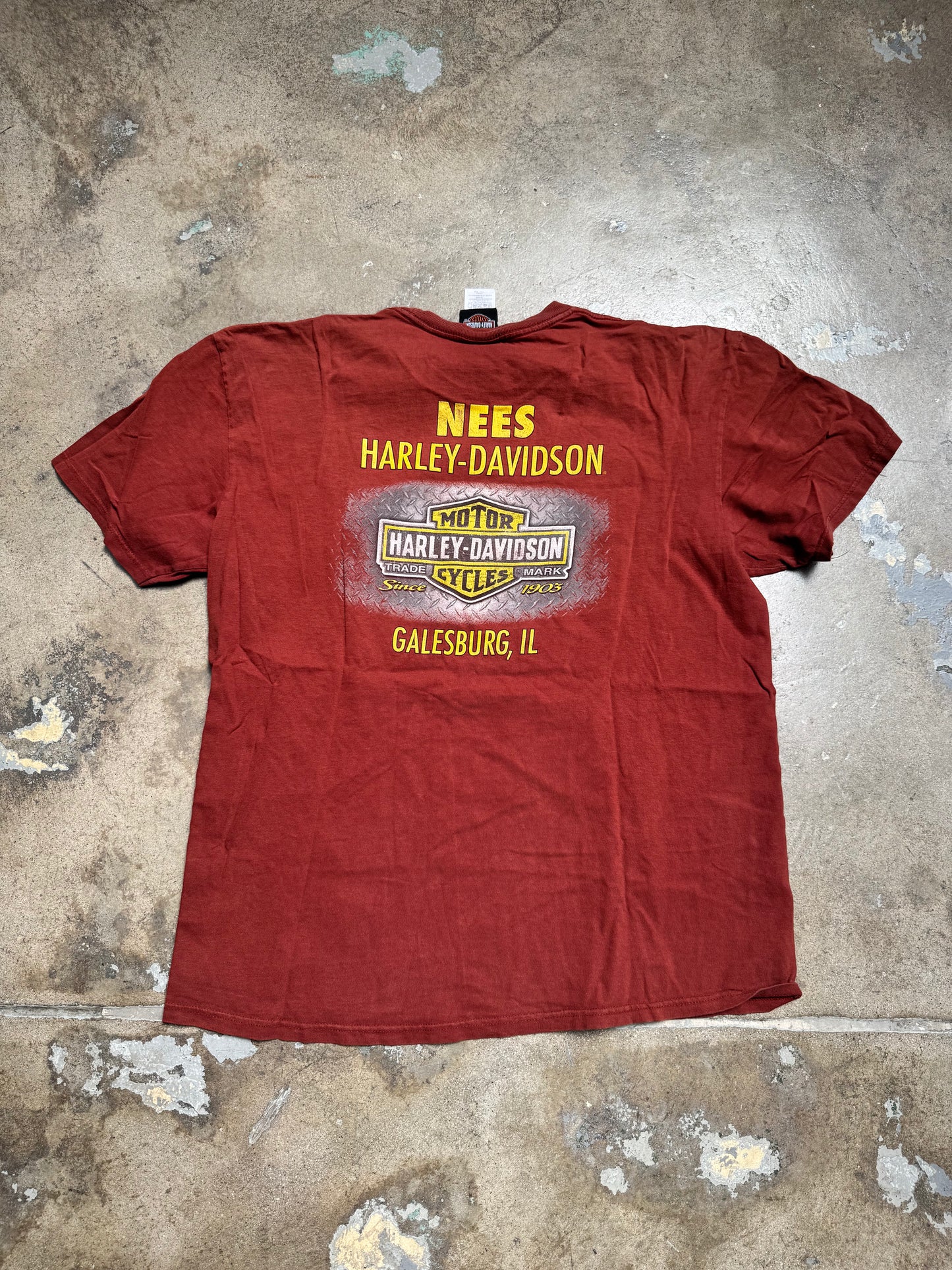 Harley Davidson Galesburg,IL T Shirt Rust Orange XL
