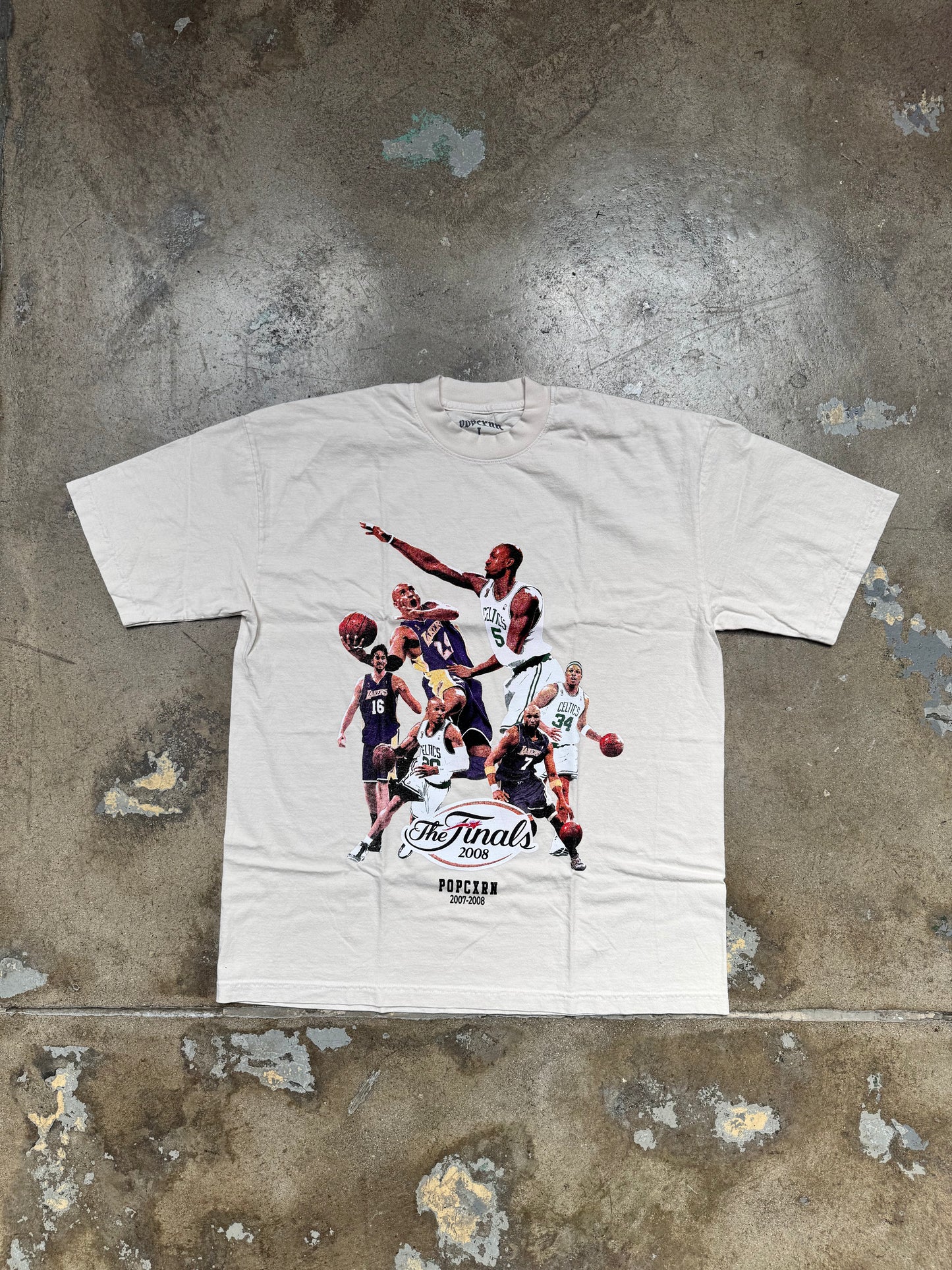 Popcxrn "The 2008 Finals Los Angeles Lakers VS Boston Celtics Stats" T shirt Off White