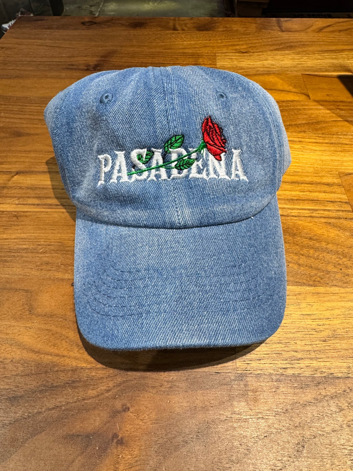 Wolf Collection Pasadena Rose Dad Hat Washed Denim