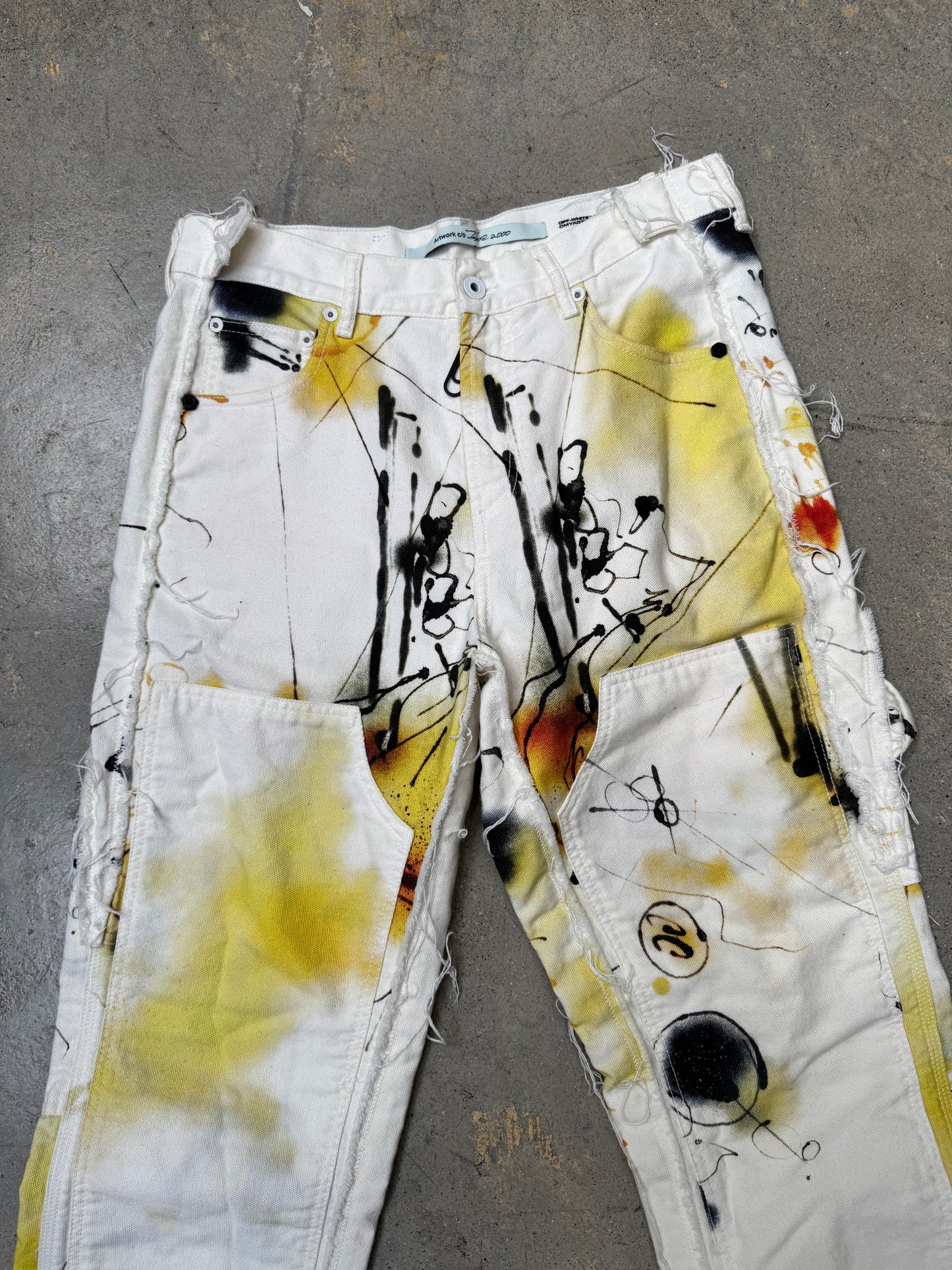Off White Double Knee Jeans White