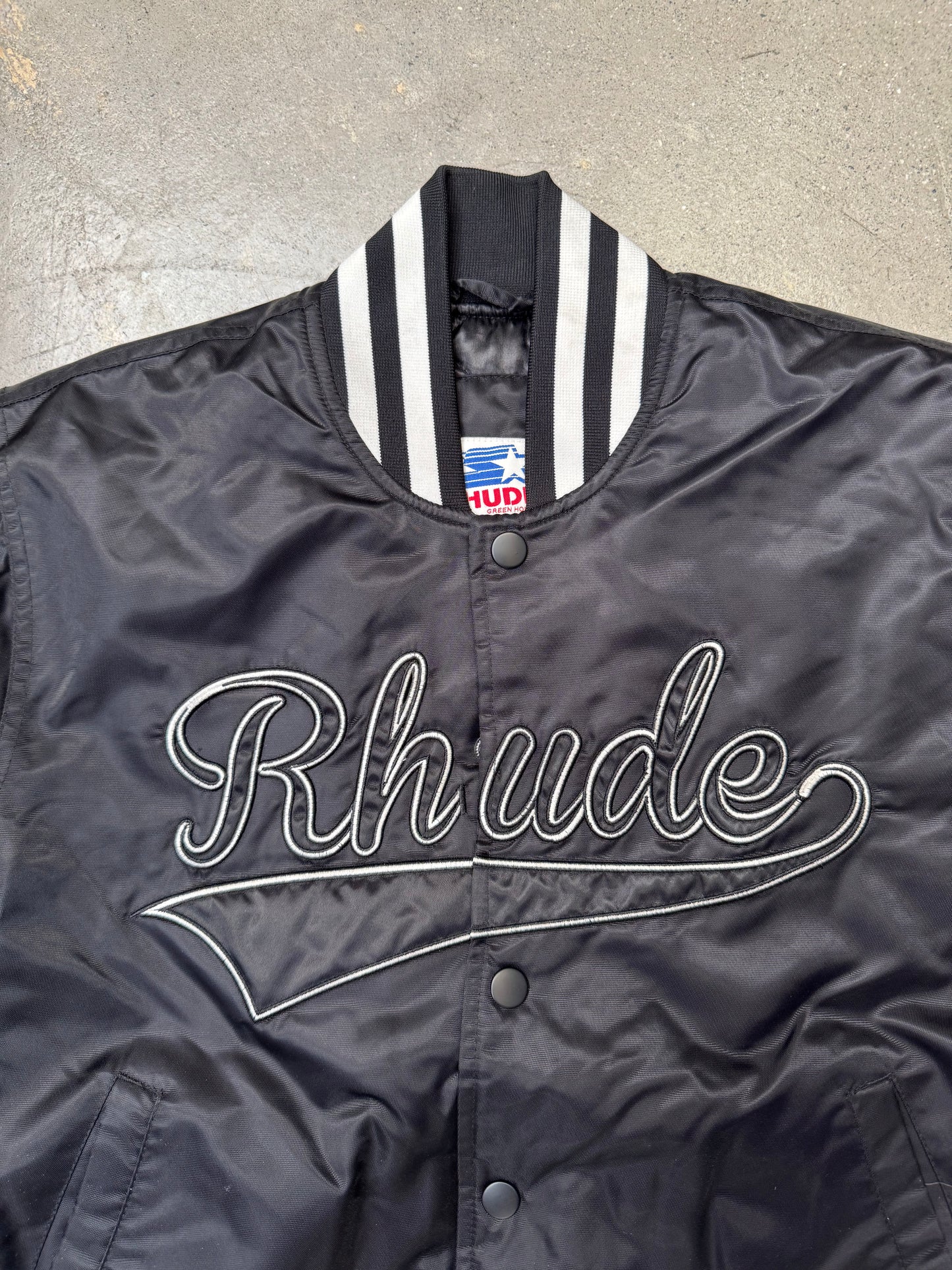 Rhude Starter Bomber Jacket Black/White Medium (Pre-Owned)
