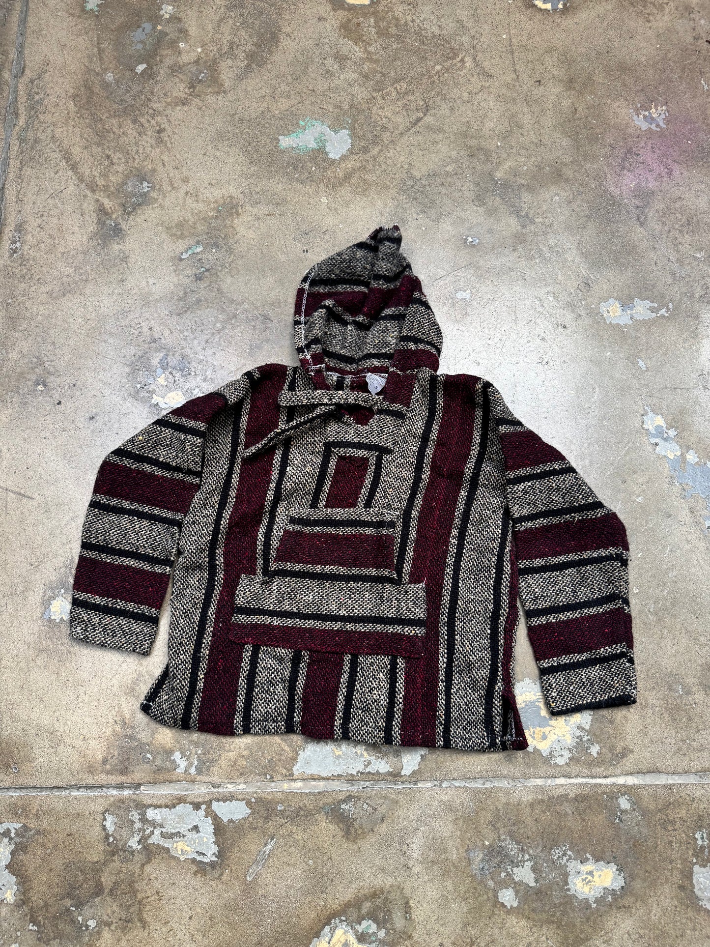 Poncho Blanket Hoodie Burgundy/Black S