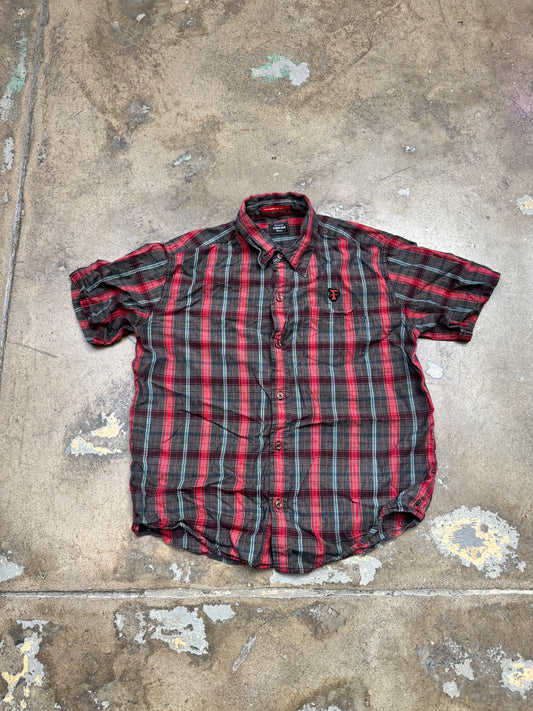 Fresh jive Plaid Short Sleeve Button up Red/Black M