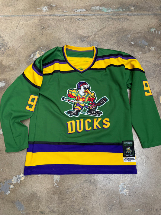 Mighty Ducks Adam Banks Jersey Green/Yellow L/XL (Pre-Owned