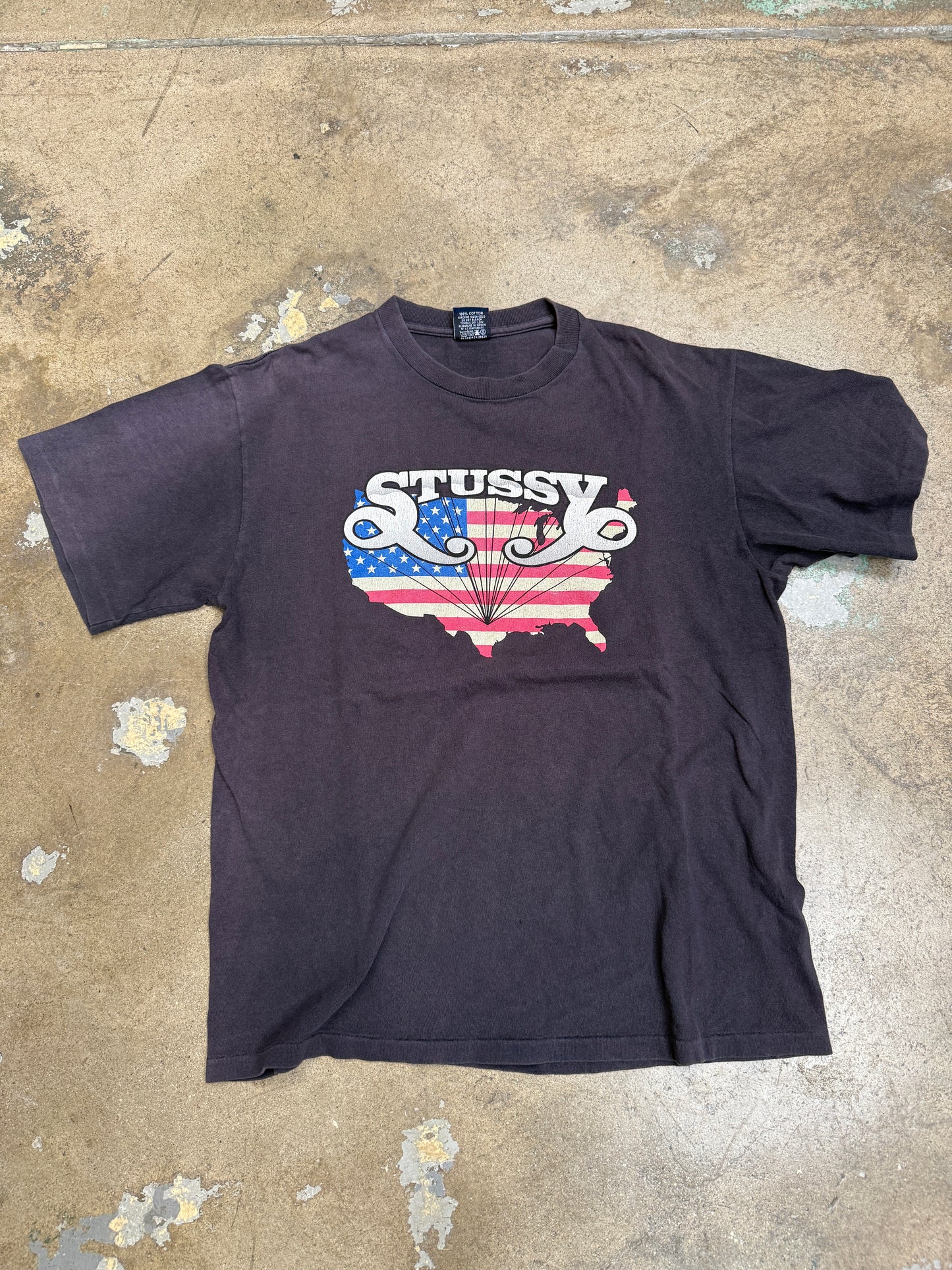Vintage Stussy USA Map Medium Washed Black (Pre-Owned)