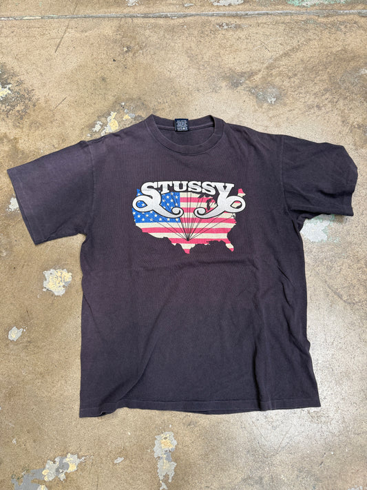 Vintage Stussy USA Map Medium Washed Black (Pre-Owned)