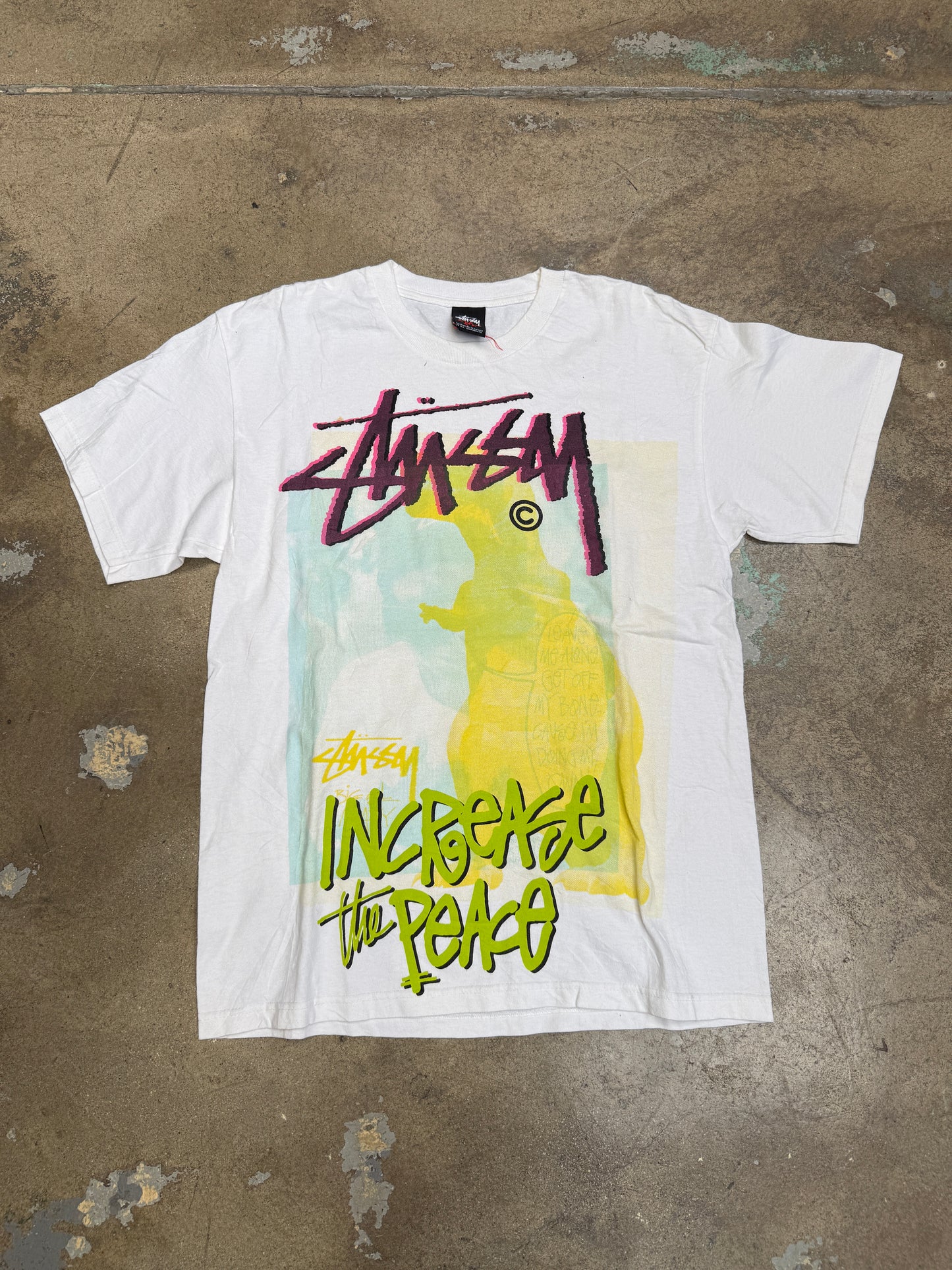 Vintage Stussy Increase the Peace White Medium (Pre-Owned