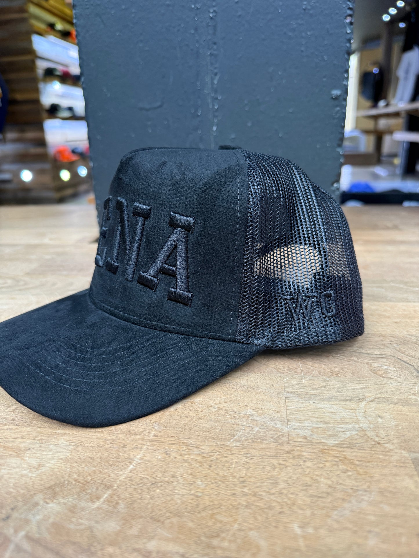Wolf Collection Dena Suede Trucker Snapback Black