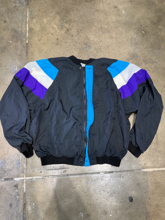 Christian Dior Vintage Windbreaker Track Jacket Black/Teal/Purple XL