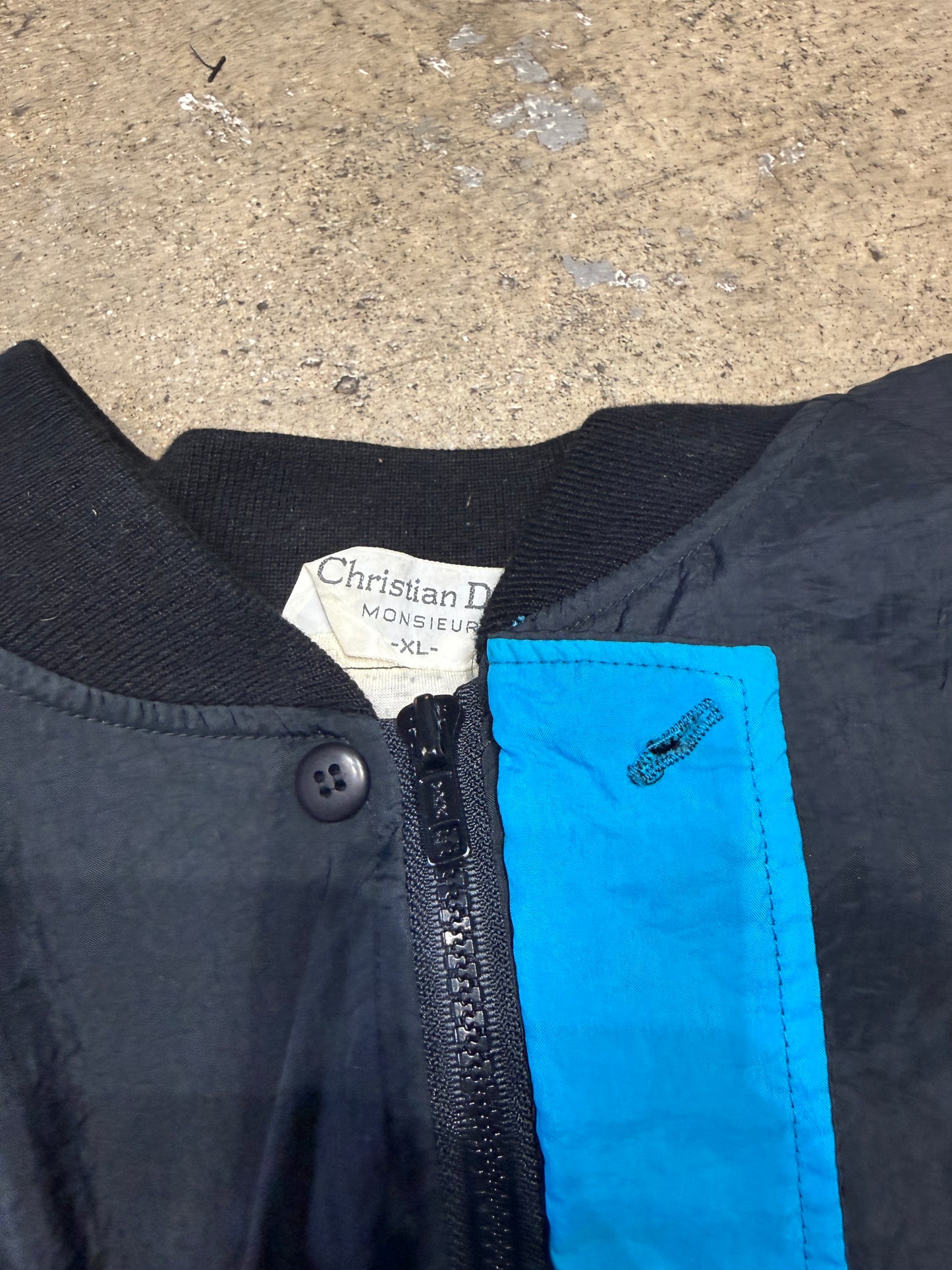Christian Dior Vintage Windbreaker Track Jacket Black/Teal/Purple XL