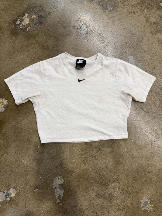 Nike Center Swoosh Cropped Women's T-Shirt White Medium