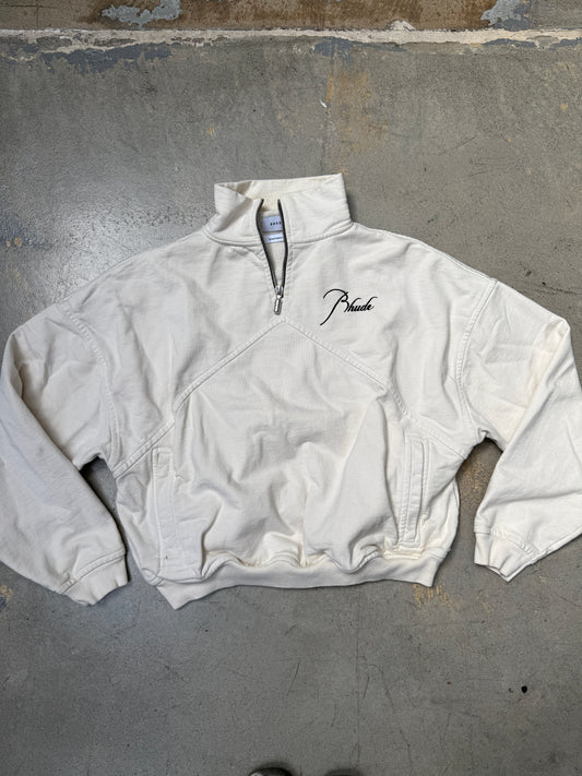 Rhude Logo Quarter-Zip Crewneck White XS (Pre-Owned)