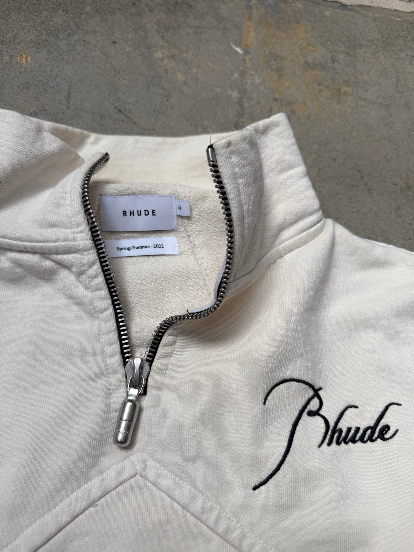 Rhude Logo Quarter-Zip Crewneck White XS (Pre-Owned)