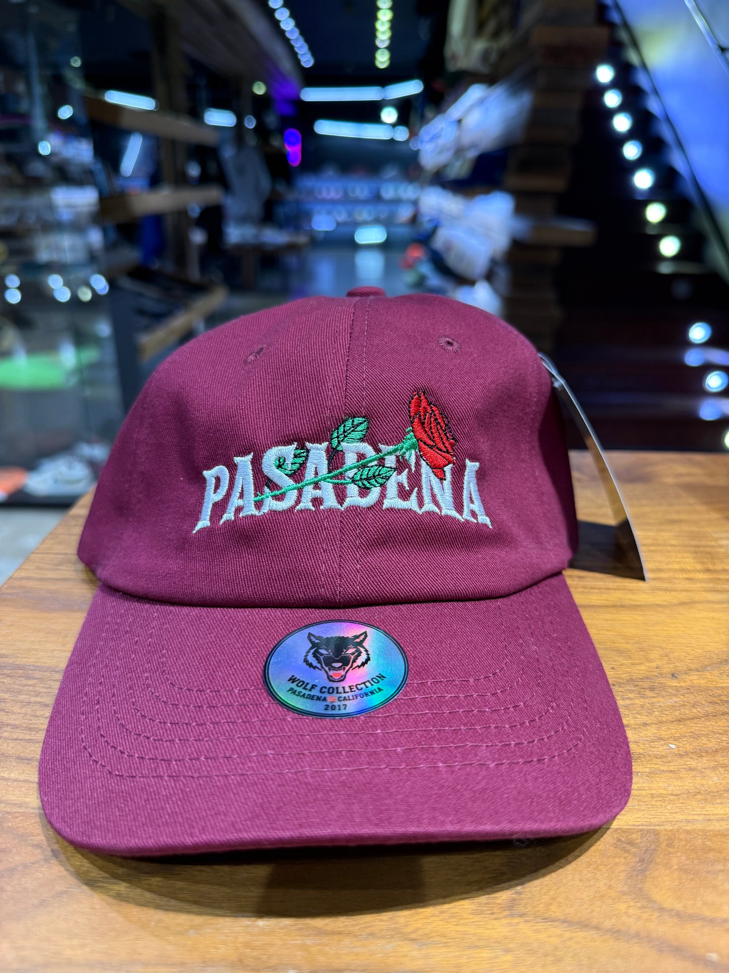 Wolf Collection Pasadena Rose Dad Hat Burgundy