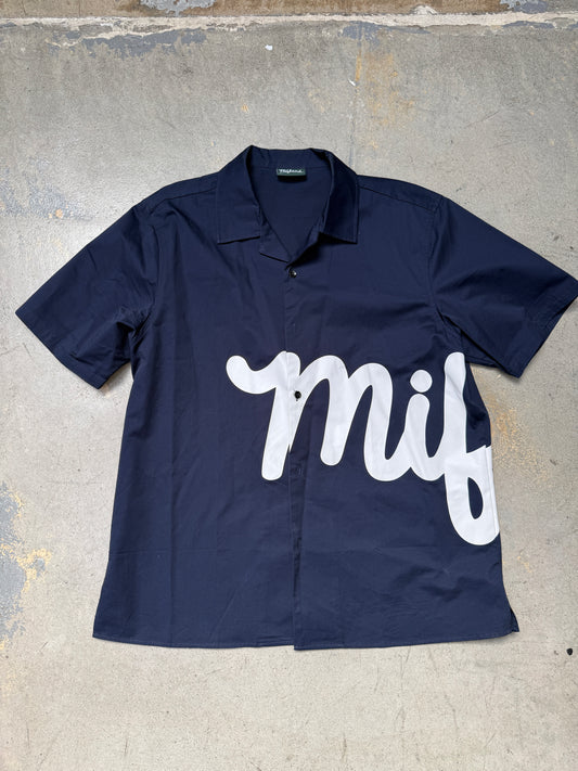 Mifland Script Logo Camp Shirt Navy Large (Pre-Owned)