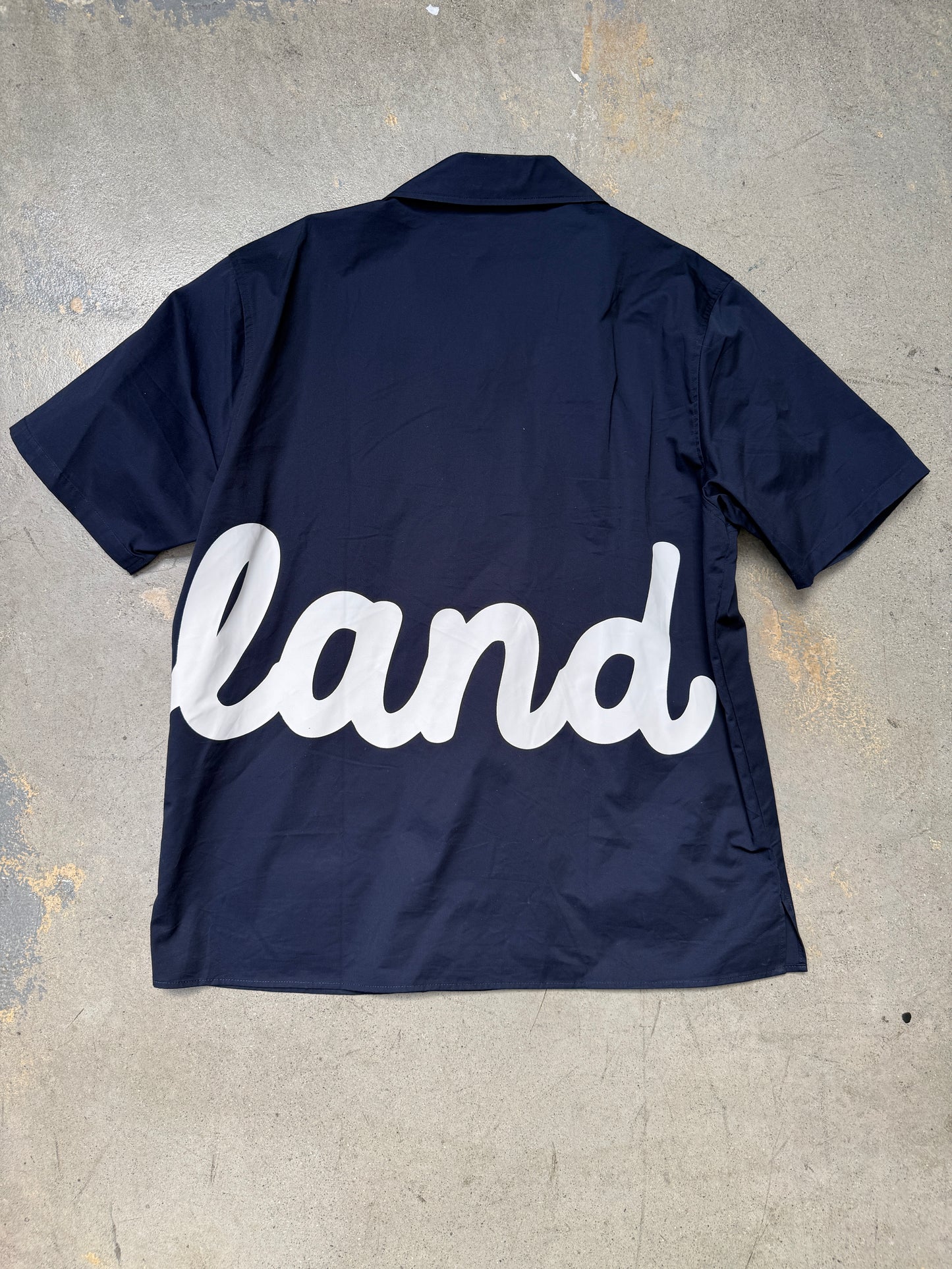 Mifland Script Logo Camp Shirt Navy Large (Pre-Owned)