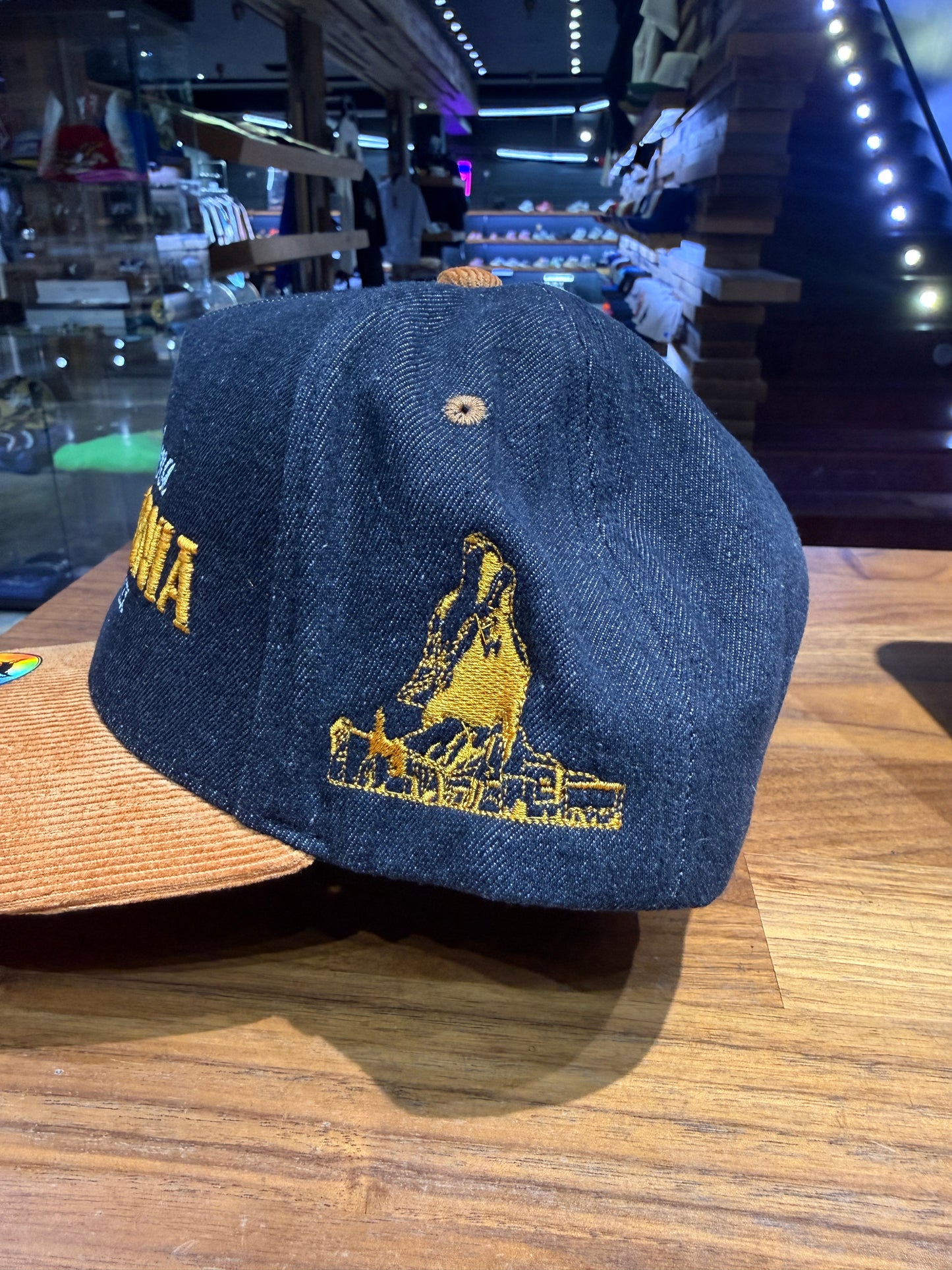 Wolf Collection Pasadena Roman Numerals Black Denim / Gold Corduroy Snapback