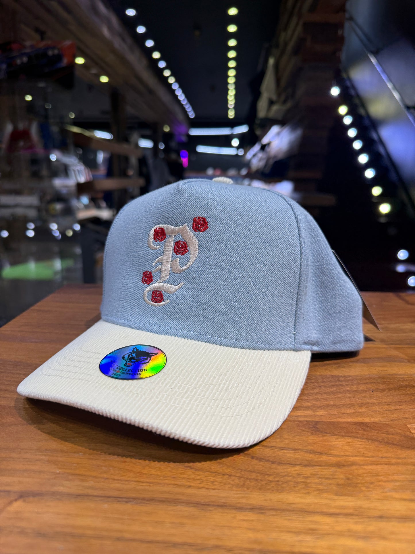 Wolf Collection Rose P Light Denim / White Corduroy Snapback