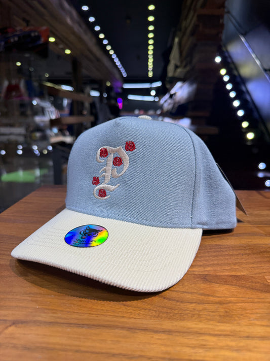 Wolf Collection Rose P Light Denim / White Corduroy Snapback