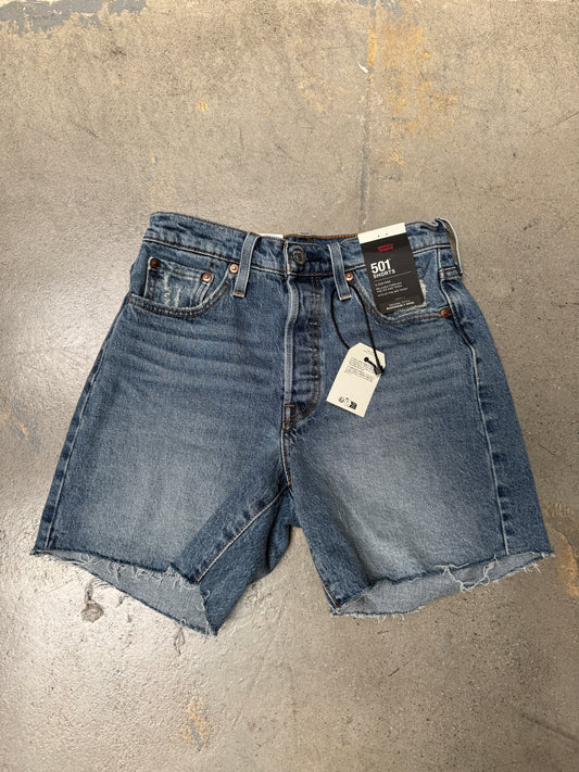Women's Levi's Premium 501 Shorts Dark Blue Washed Size 25
