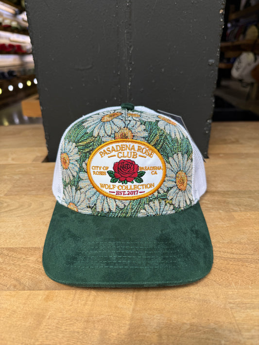 Wolf Collection Pasadena Rose Club Jacquard Print Trucker Green/White