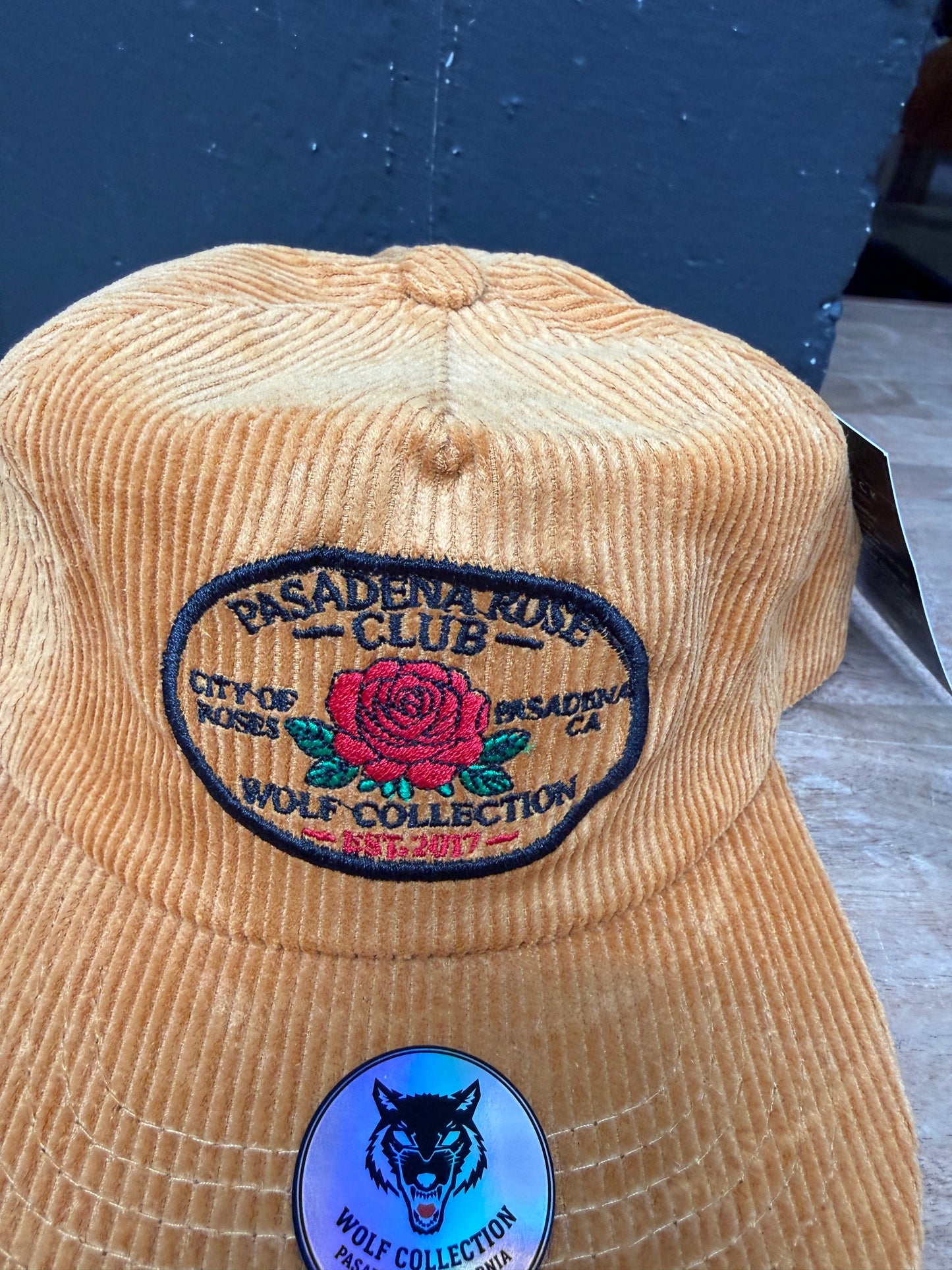 Wolf Collection Pasadena Rose Club Patch Corduroy Strapback Brown