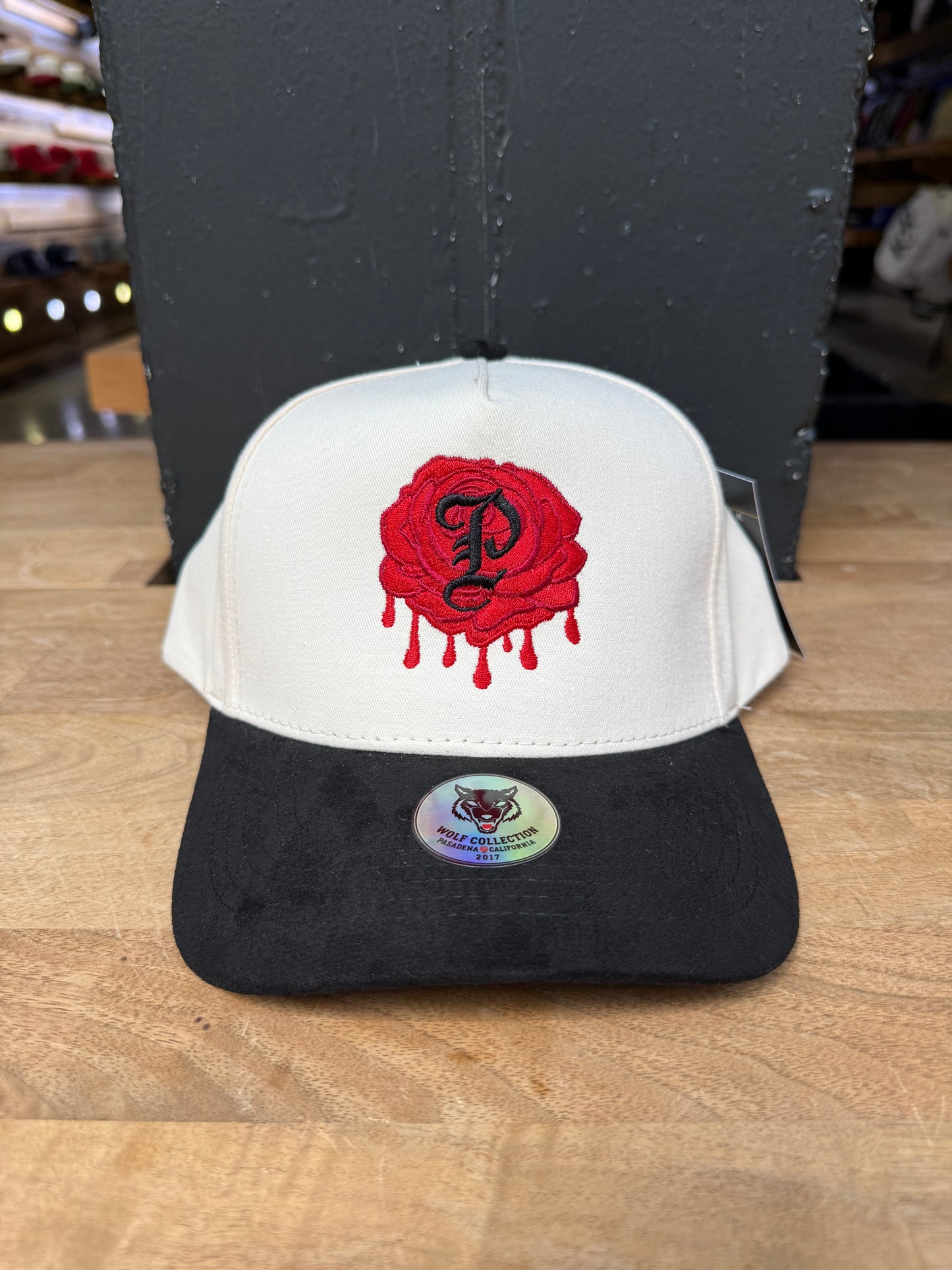 Wolf Collection P Rose Stamp Snapback Chrome/Black Suede