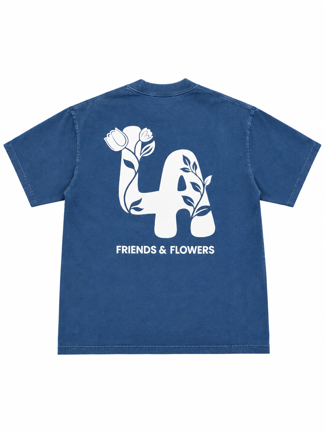 LA Flowers T-Shirt Washed Blue