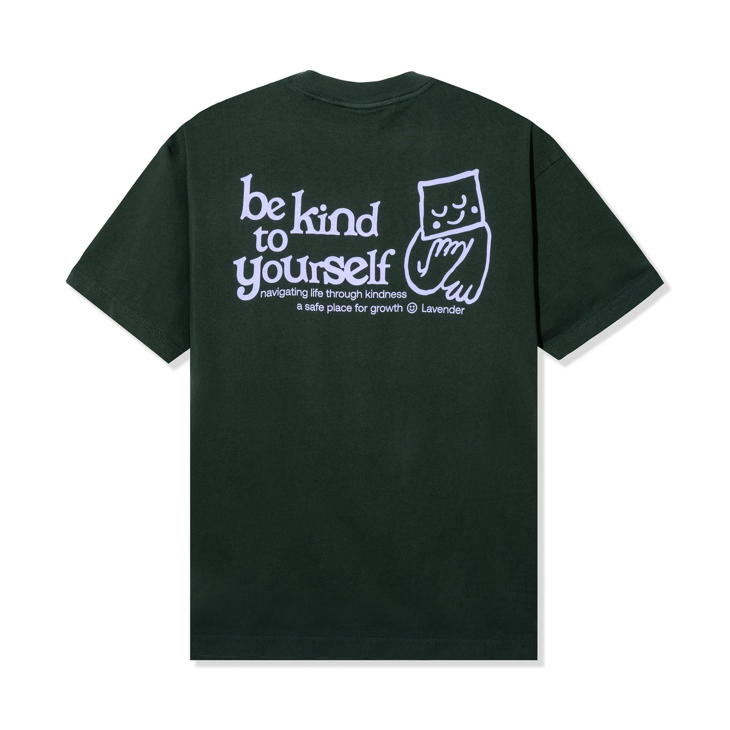Lavender "Be Kind To Yourself" Washed T-Shirt Forest Green
