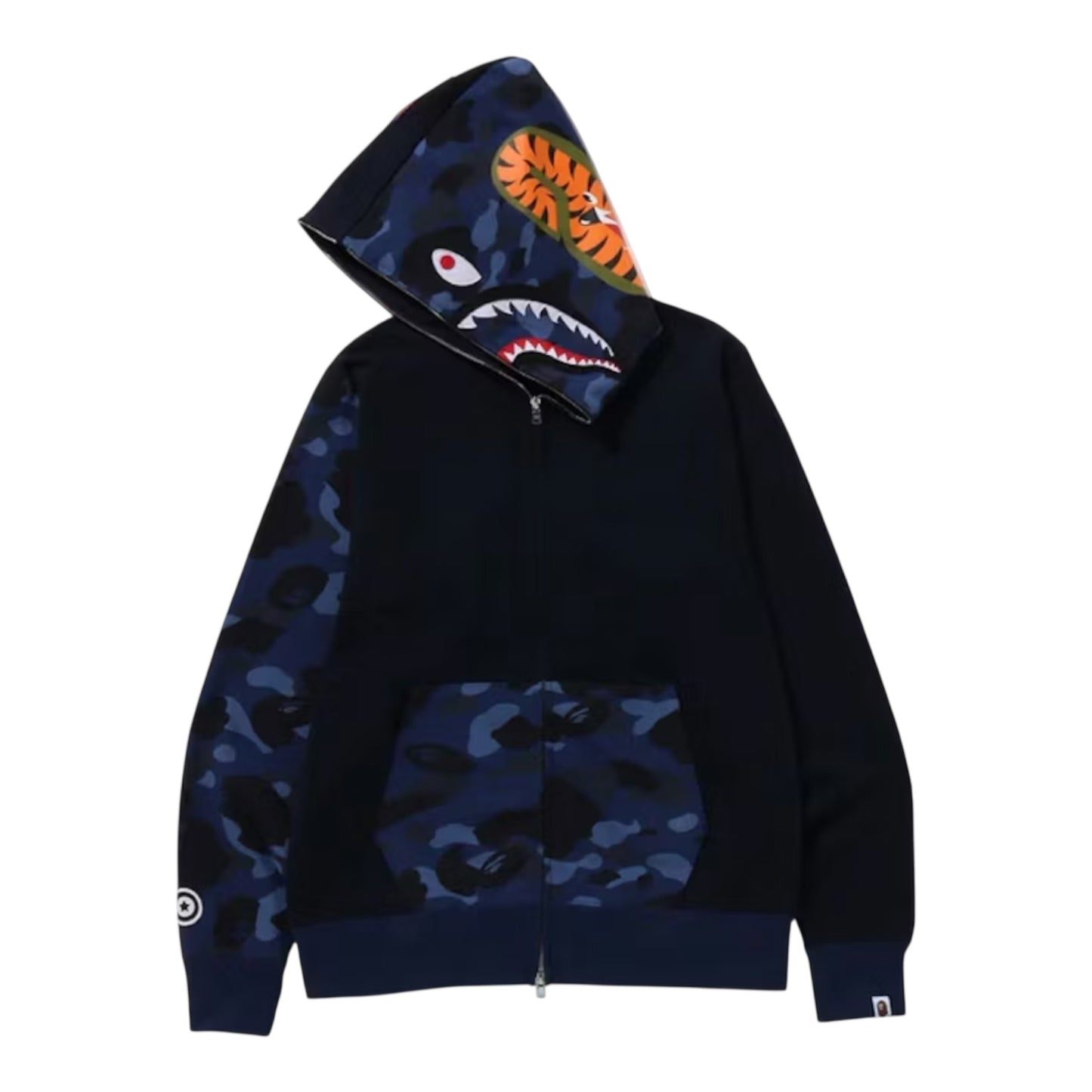 A Bathing Ape Shark Zip Up Hoody Black/ Blue Camo XL