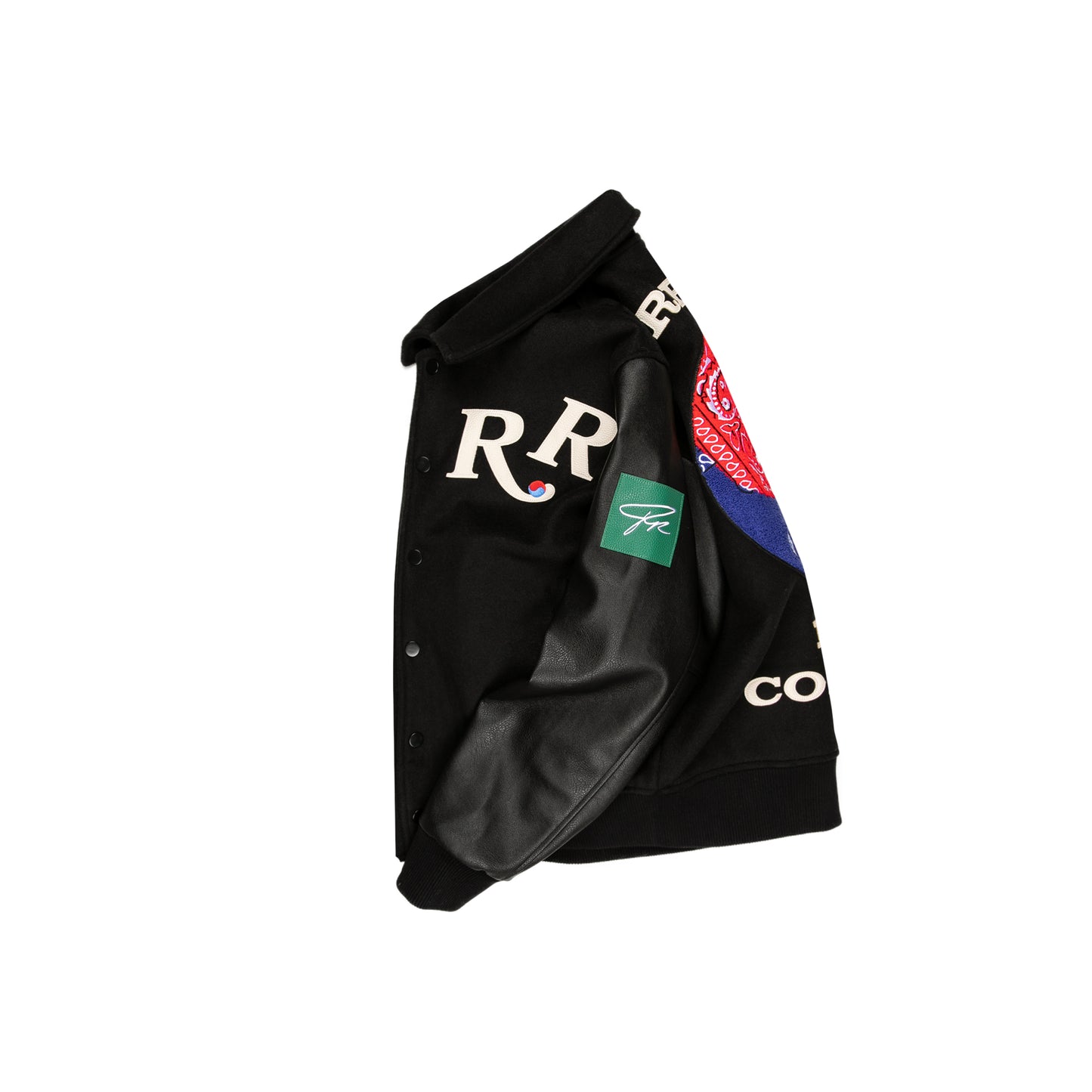 Rrose Yin Yang Leather Varsity Jacket Black