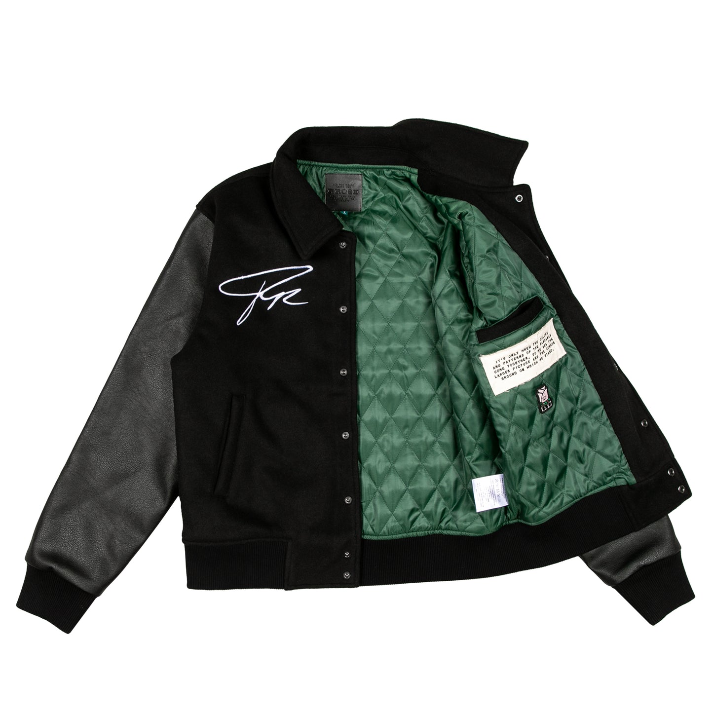 Rrose Yin Yang Leather Varsity Jacket Black