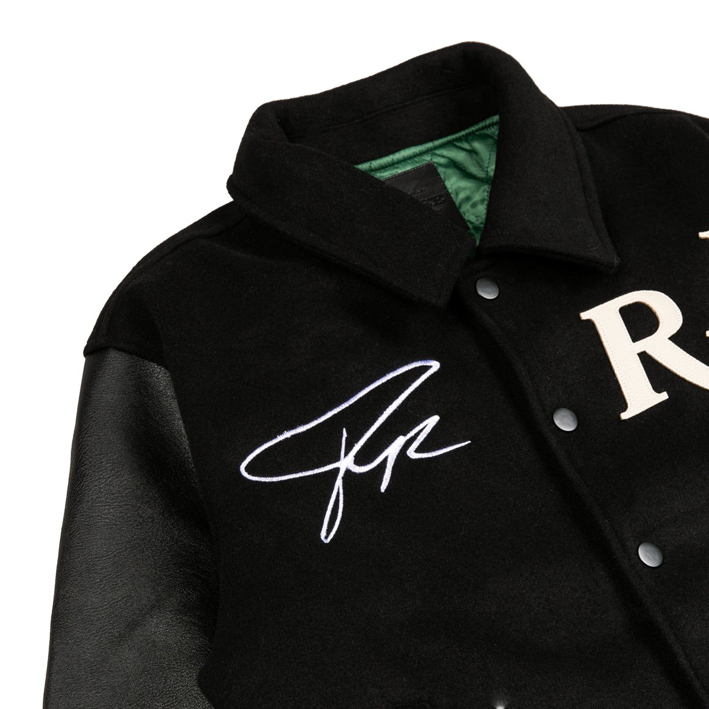 Rrose Yin Yang Leather Varsity Jacket Black