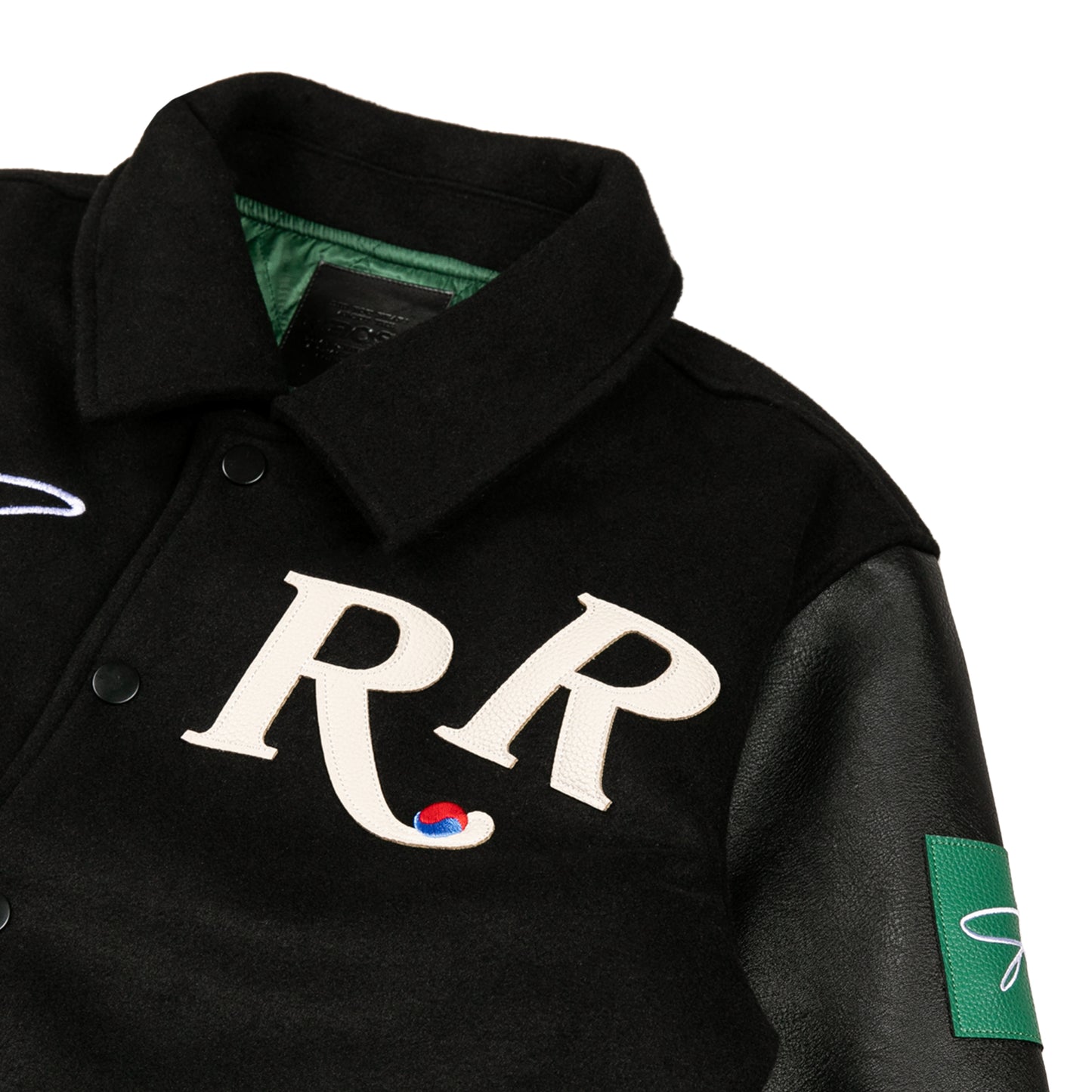 Rrose Yin Yang Leather Varsity Jacket Black