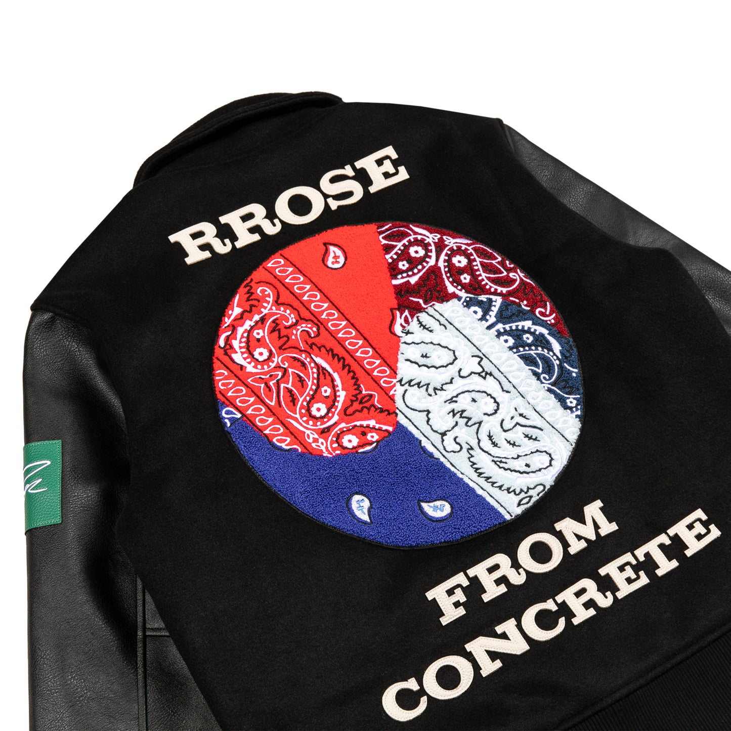 Rrose Yin Yang Leather Varsity Jacket Black