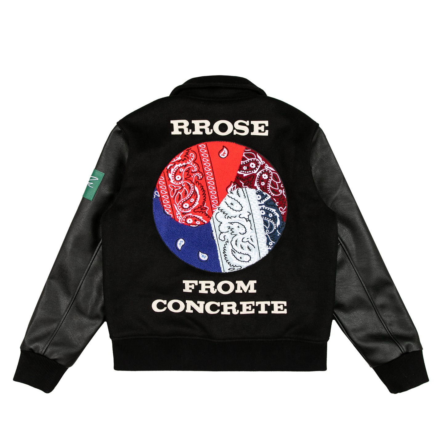 Rrose Yin Yang Leather Varsity Jacket Black