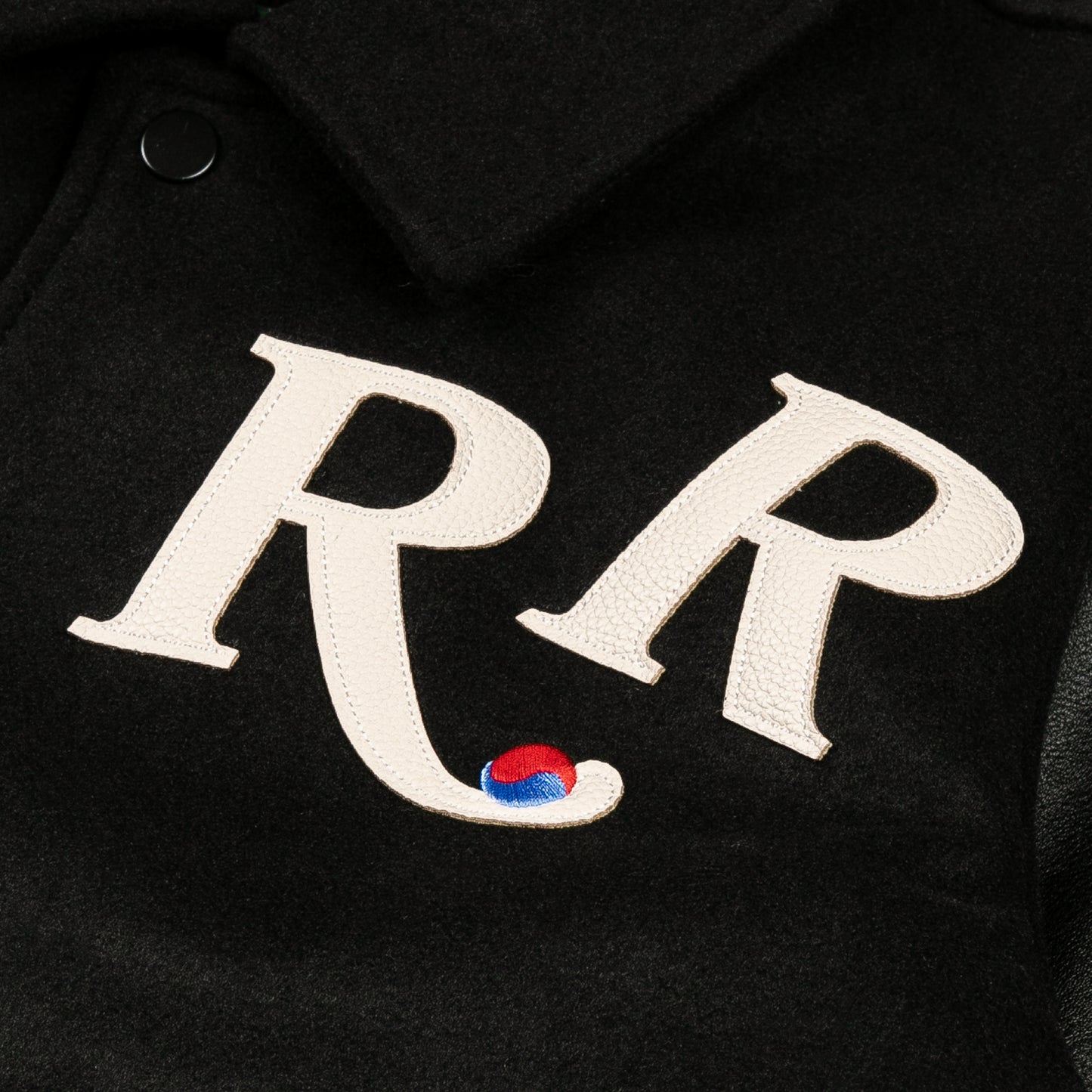 Rrose Yin Yang Leather Varsity Jacket Black