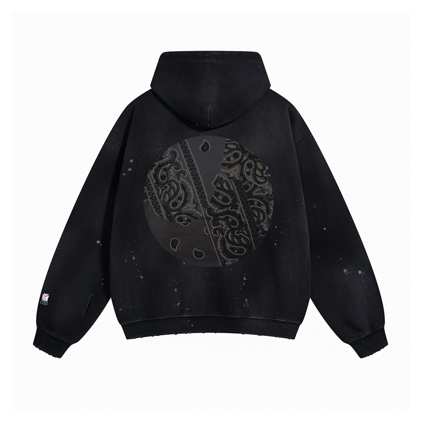 Rrose Yin Yang Distressed Hoodie Black