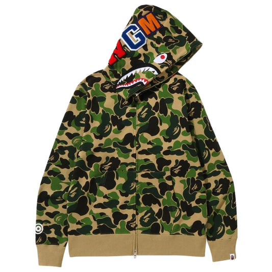 Bape ABC Camo Full Zip Shark Hoodie Green