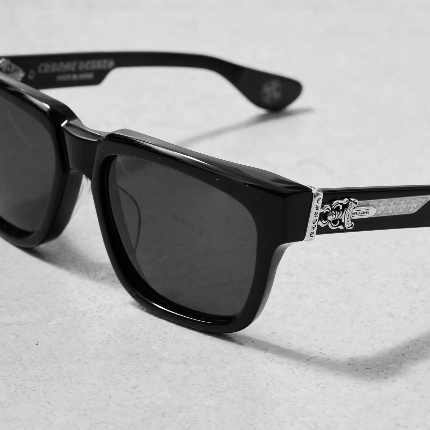 Chrome Hearts Box Officer Sunglasses Black Silver